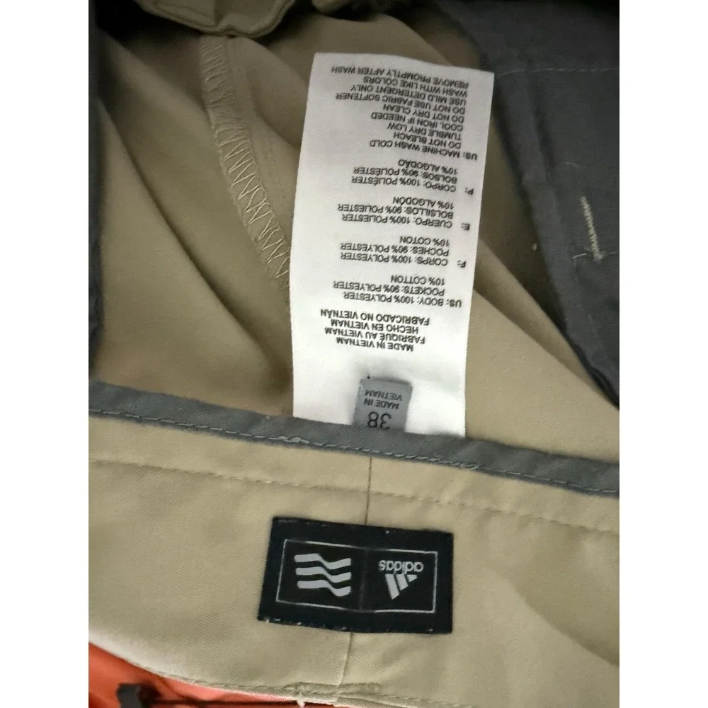Adidas‎ Golf Shorts Mens 38 Khaki Beige Flat Front Performance Stretch Casual